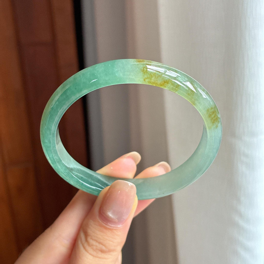 糯冰半山半水翡翠贵妃镯 54圈天然缅甸A货翡翠（yc436869）