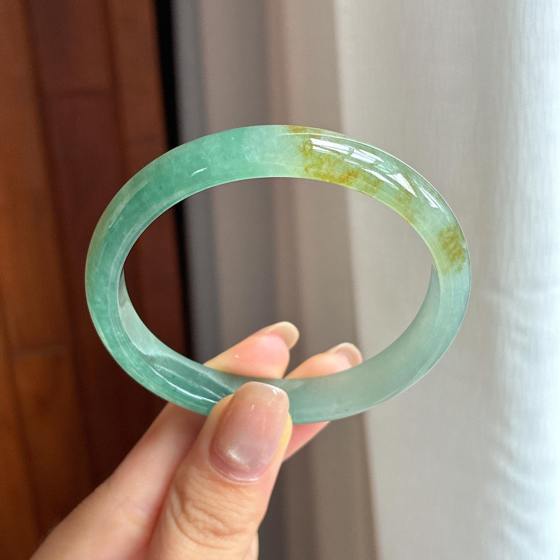 糯冰半山半水翡翠贵妃镯 54圈天然缅甸A货翡翠（yc436869）
