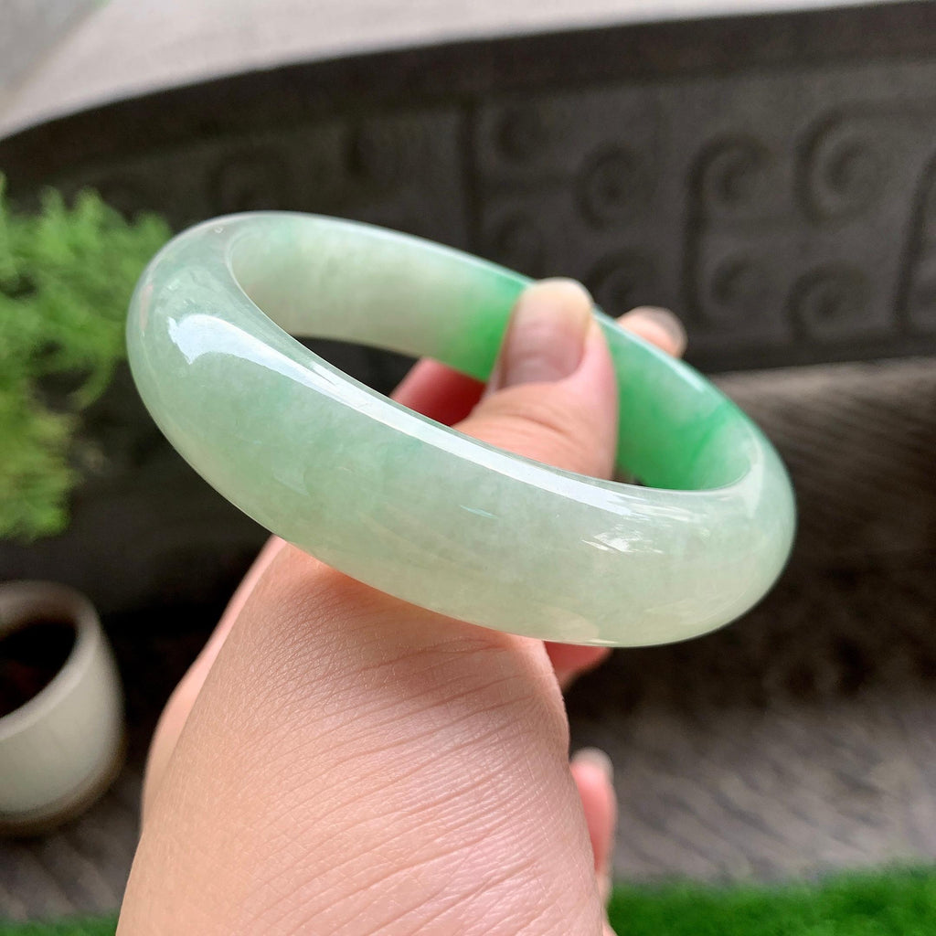 细糯种翠绿宽版轮胎手镯（59.3mm）（yc225043）