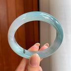 冰种蓝晴翡翠平安镯（54.6mm)（yc373450）