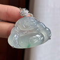 18k金镶冰种起光飘花玉佛挂件（yc759909）