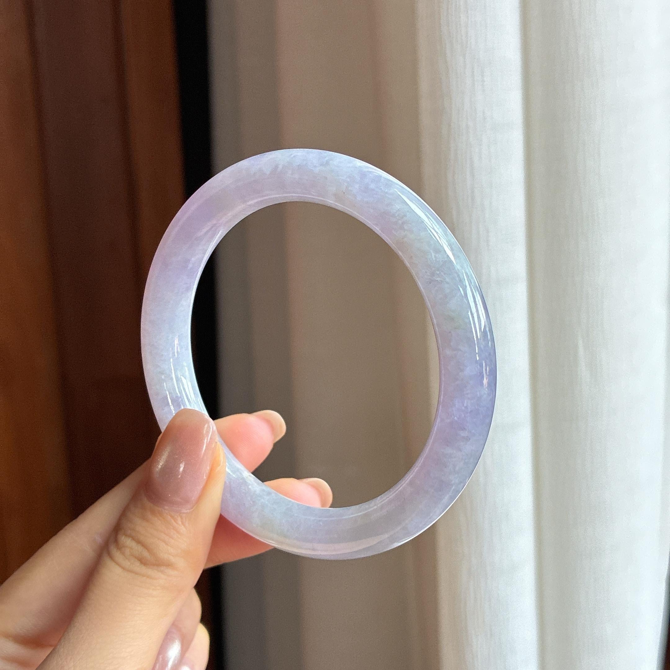 糯冰紫罗兰翡翠圆条手镯 56圈（yc436736）