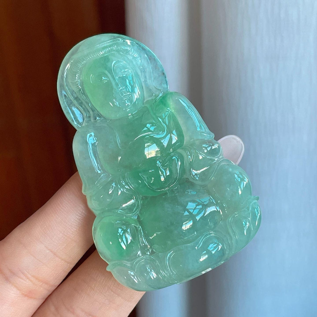 糯冰晴底带色翡翠观音挂件（yc265779）