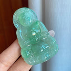 糯冰晴底带色翡翠观音挂件（yc265779）