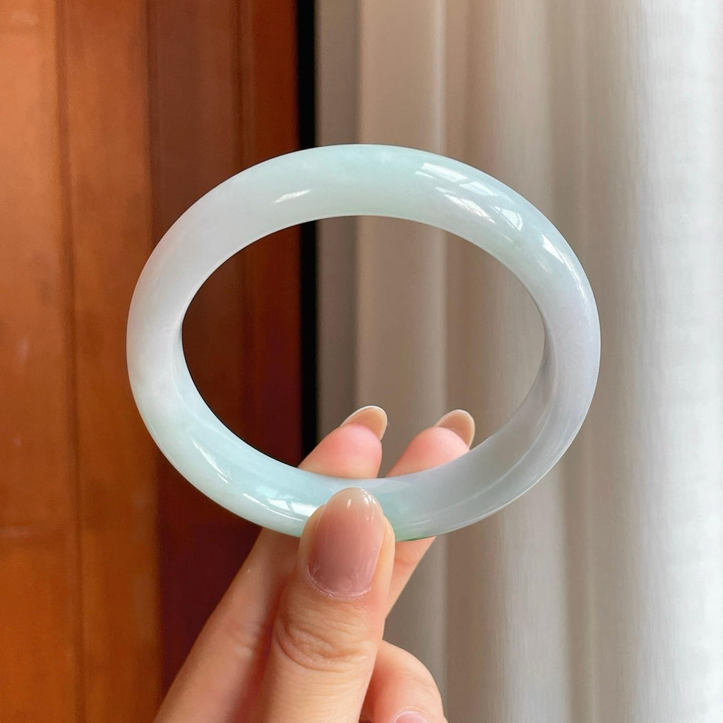 糯冰带色翡翠平安镯（58mm）（yc374051）