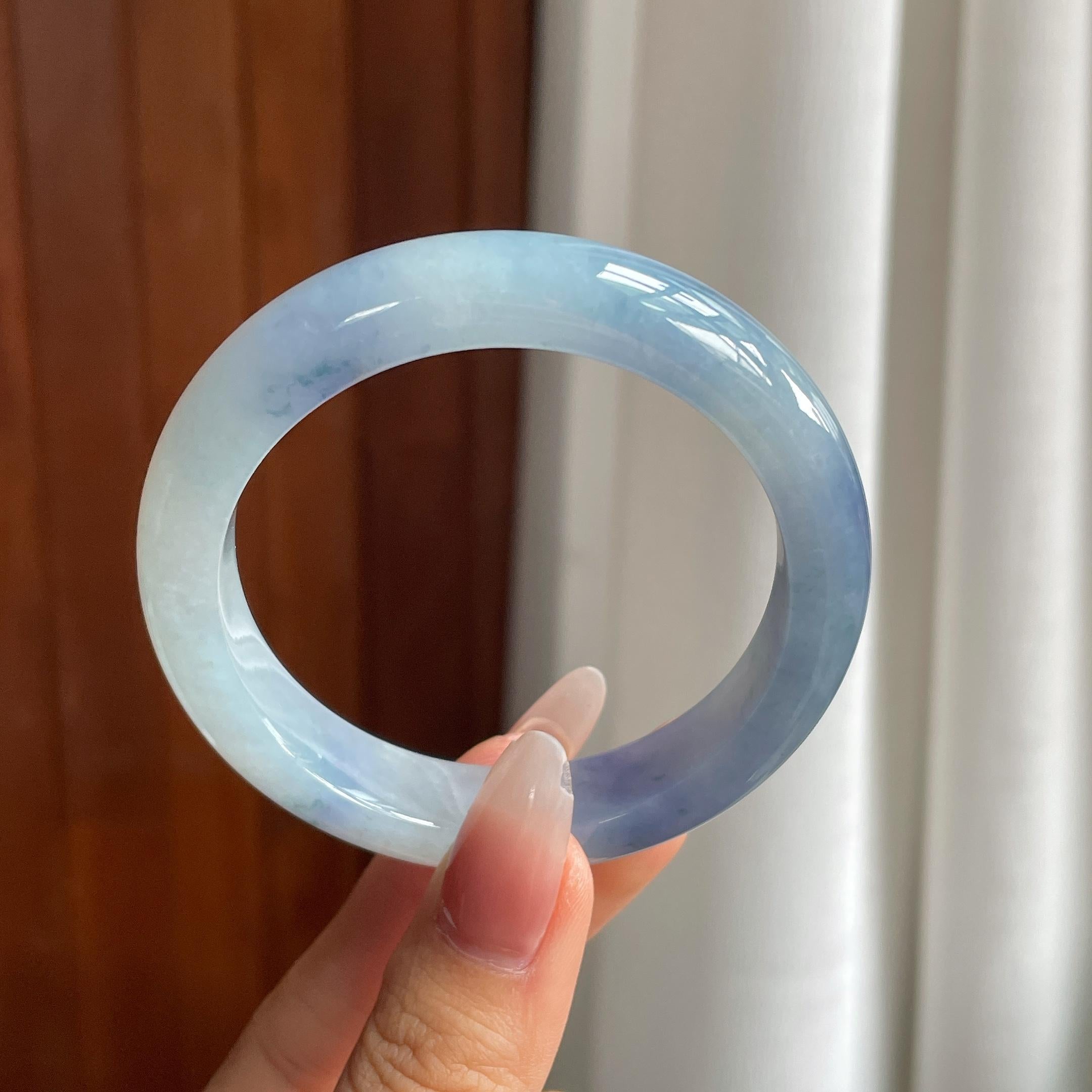 冰种紫罗兰翡翠平安镯（54.5mm）（yc303126）