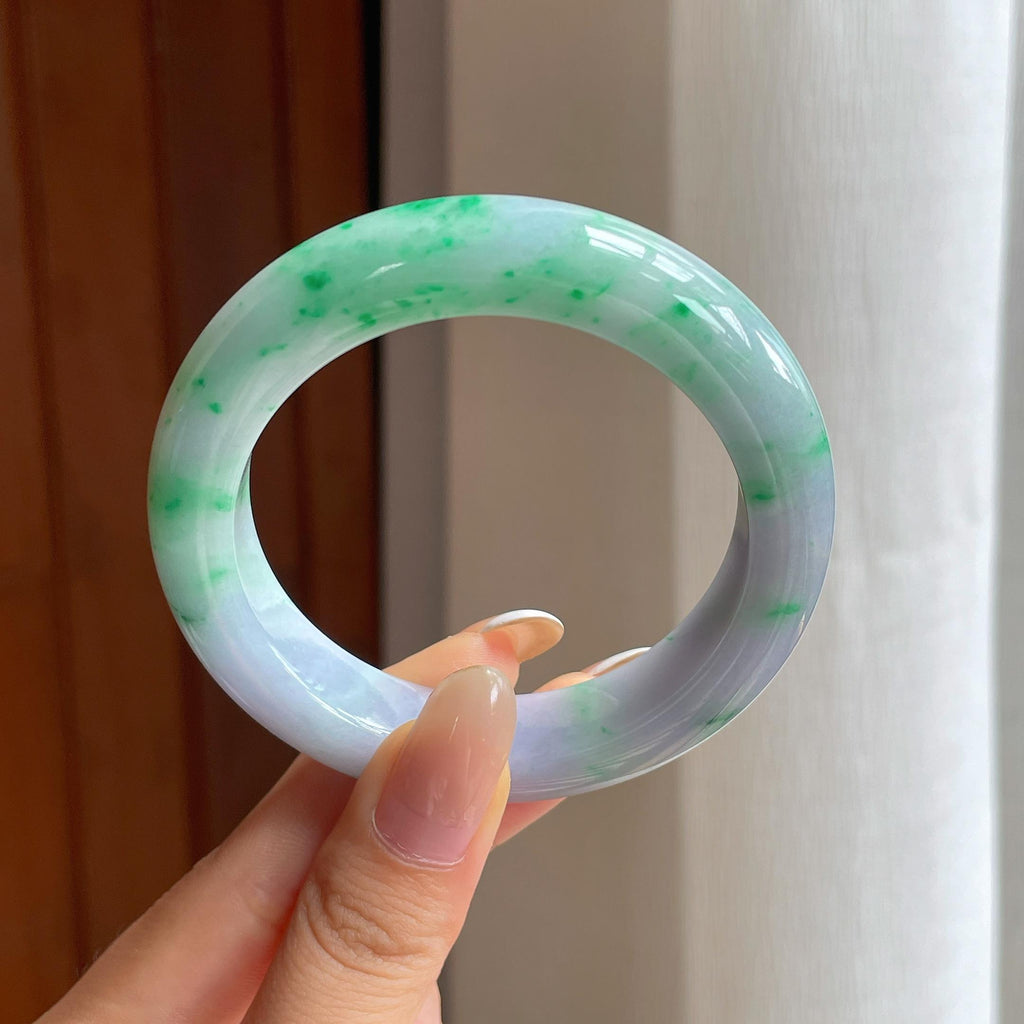 糯冰淡春彩翡翠平安镯（53.7mm)（yc417243）