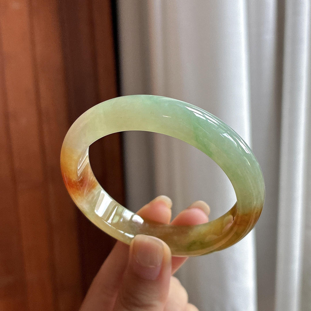 糯冰种黄翡特色正圈平安镯 53圈 天然缅甸A货翡（yc484492）