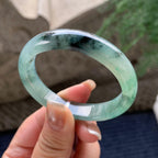 小圈口 糯冰种飘蓝花贵妃手镯 53.8圈口 天然缅甸A货翡翠（yc381959）