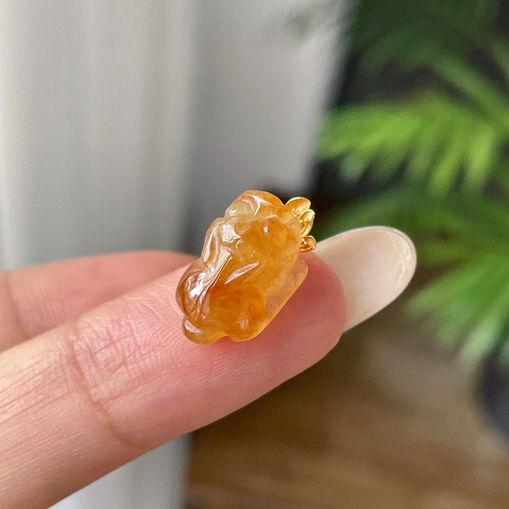 18k金糯冰种红翡貔貅吊坠       天然缅甸A货翡翠（yc421313）