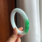 Vòng tay tròn bình an hạt mịn màu sắc đẹp, khẩu độ lớn 60, Ngọc phỉ thúy tự nhiên loại A Myanmar (yc450829)