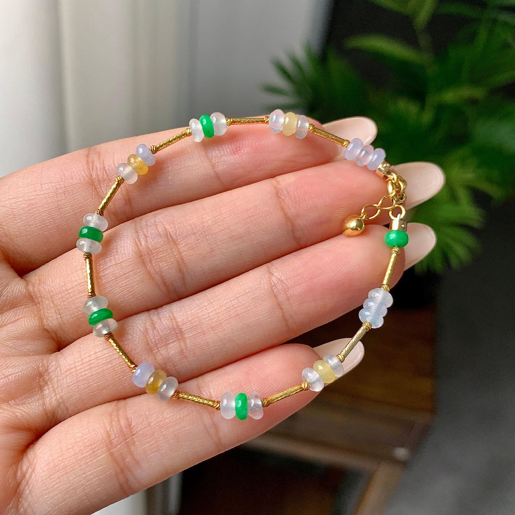 糯冰种多彩算盘珠手链（yc207283）