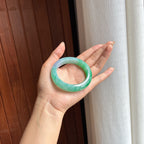 糯冰满圈绿花翡翠平安镯（55.8mm）（yc418895）