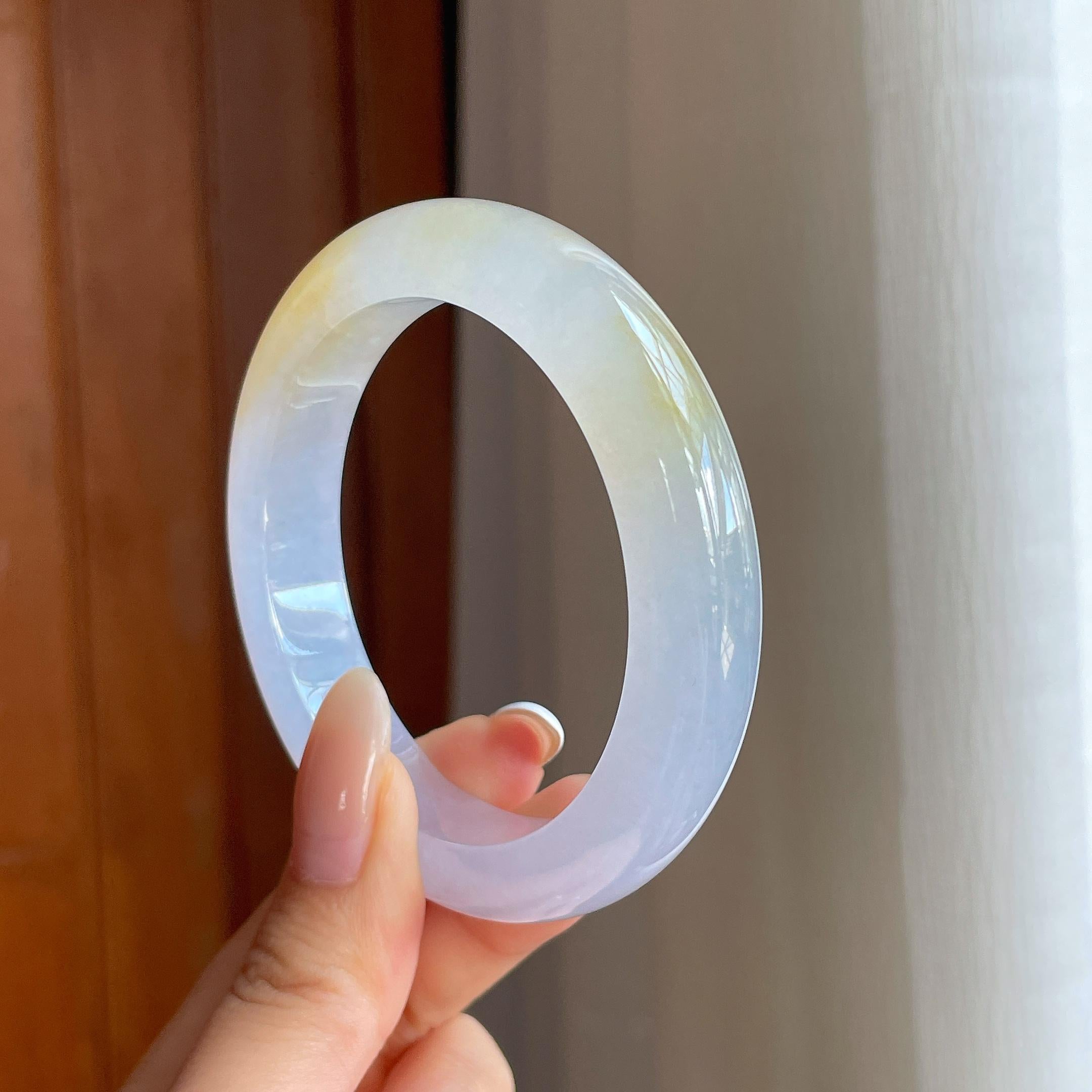 冰种黄翡翡翠平安镯（54.6mm)（yc416482）