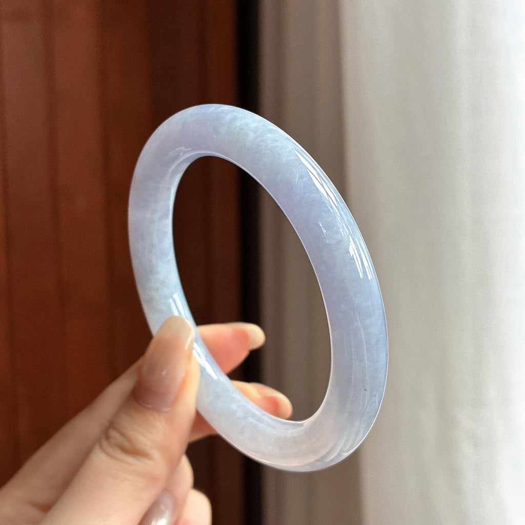 细糯种紫罗兰圆条手镯 56圈 天然缅甸A货翡翠（yc460574）