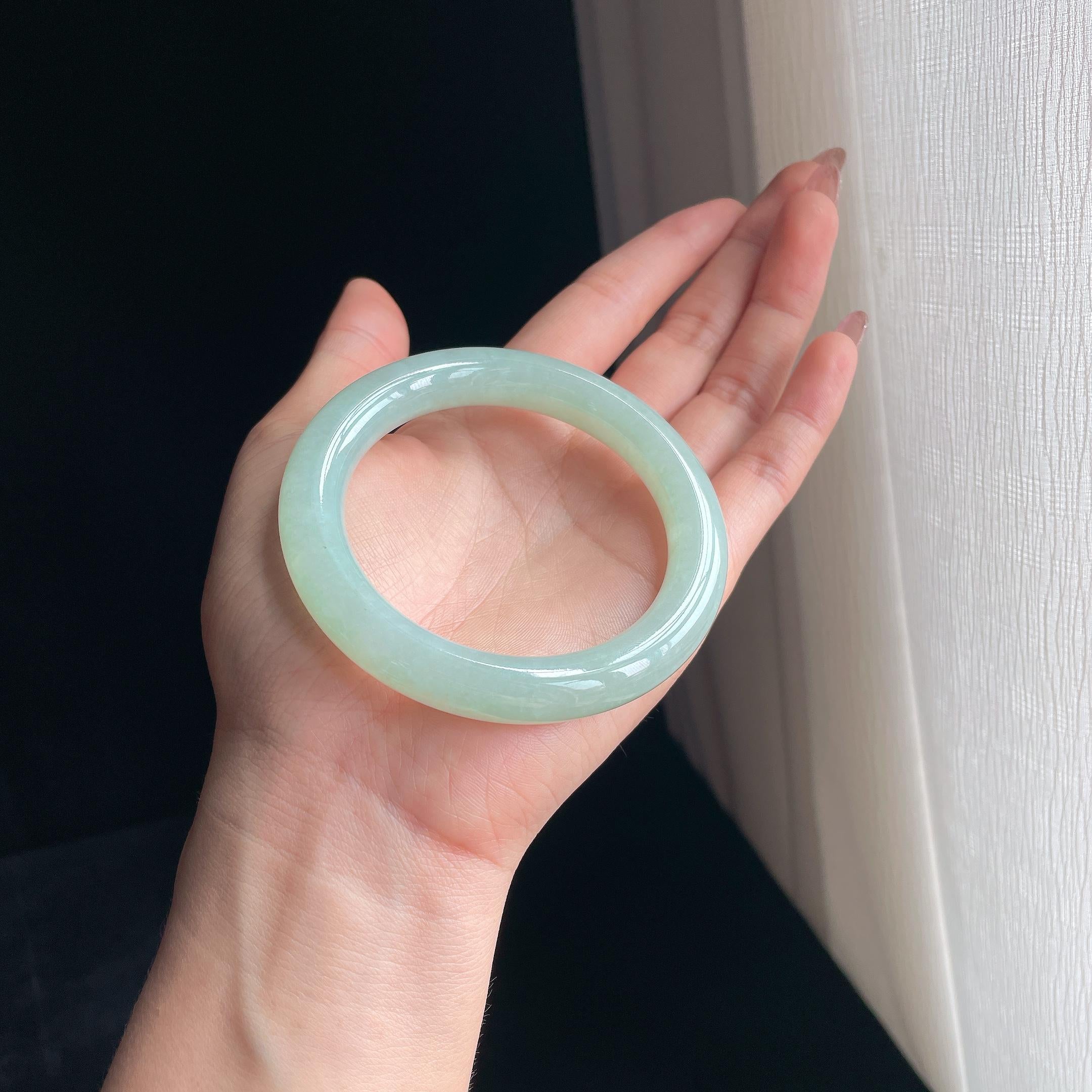 冰种晴底翡翠圆条手镯（57.8mm)（yc350481）