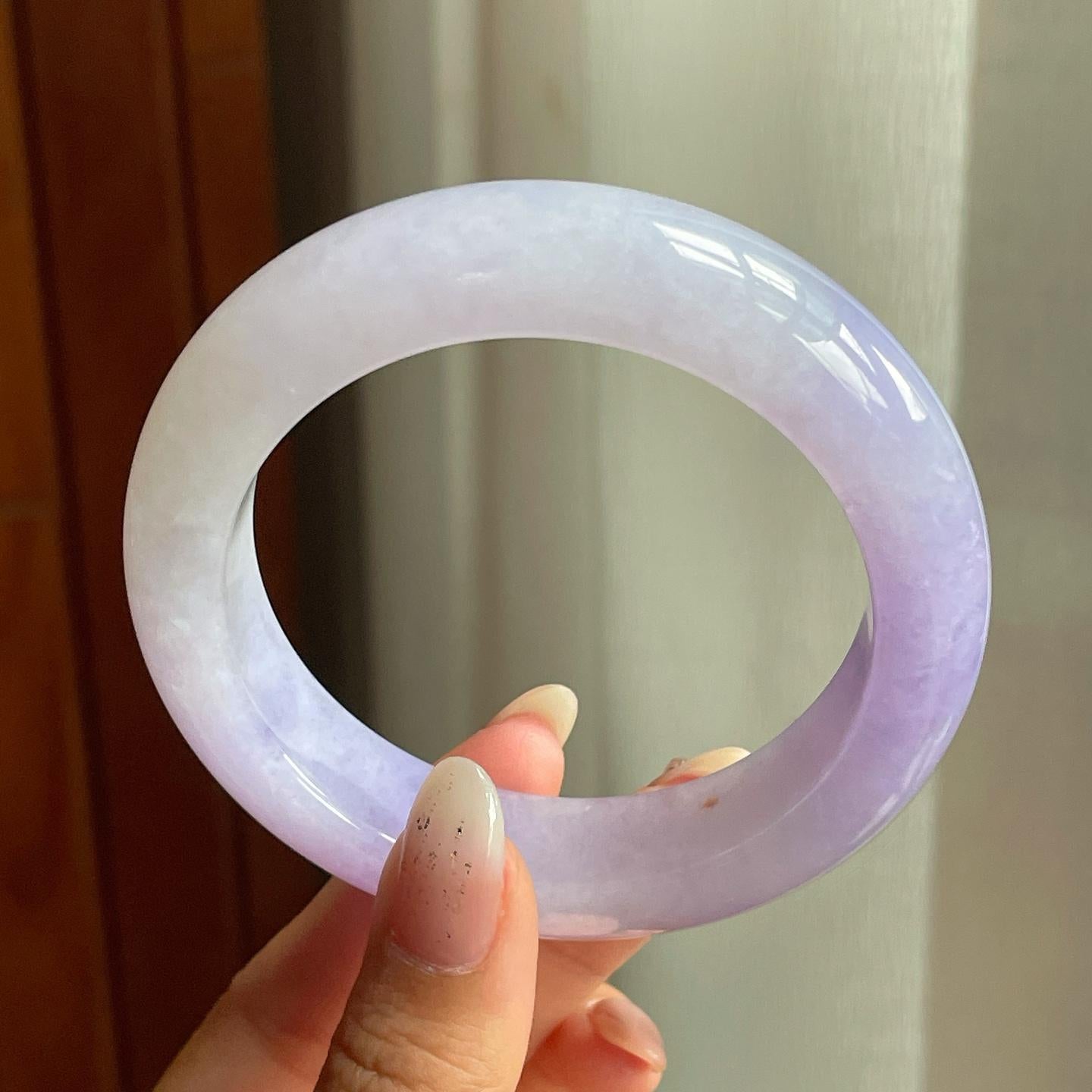 糯冰种紫罗兰翡翠平安镯（56mm）（yc206755）