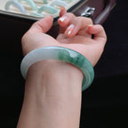 糯冰飘花翡翠手镯（58mm）（yc016517）