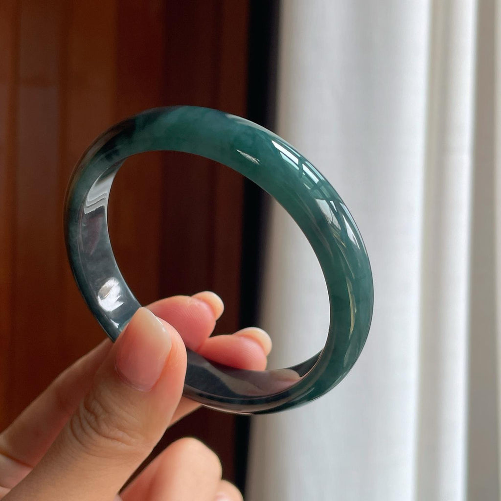 糯冰乌鸡翡翠平安镯（57.8mm）（yc397216）