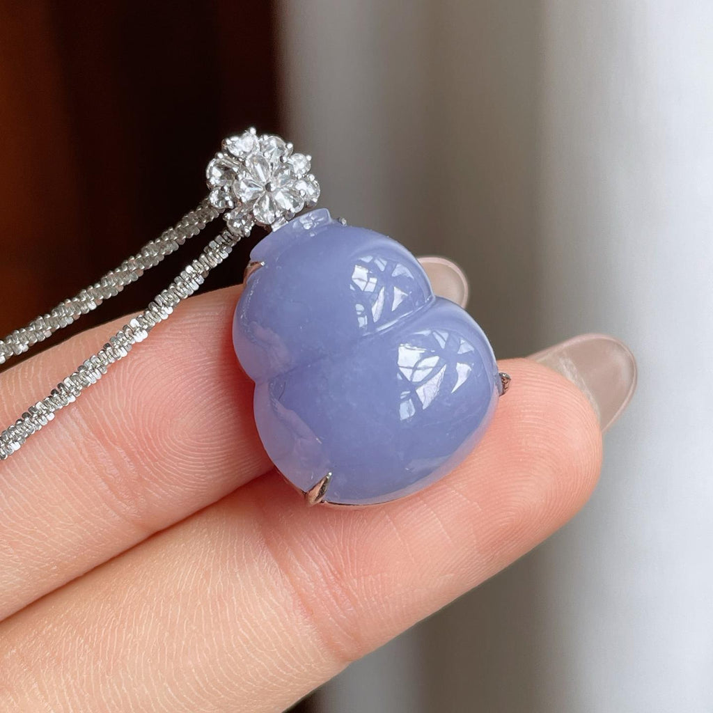 18k金镶糯冰紫罗兰翡翠葫芦（yc240379）