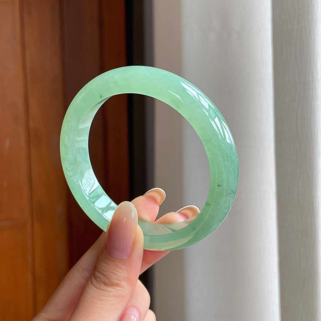 糯冰晴底翡翠平安镯（55.5mm)（yc403993）