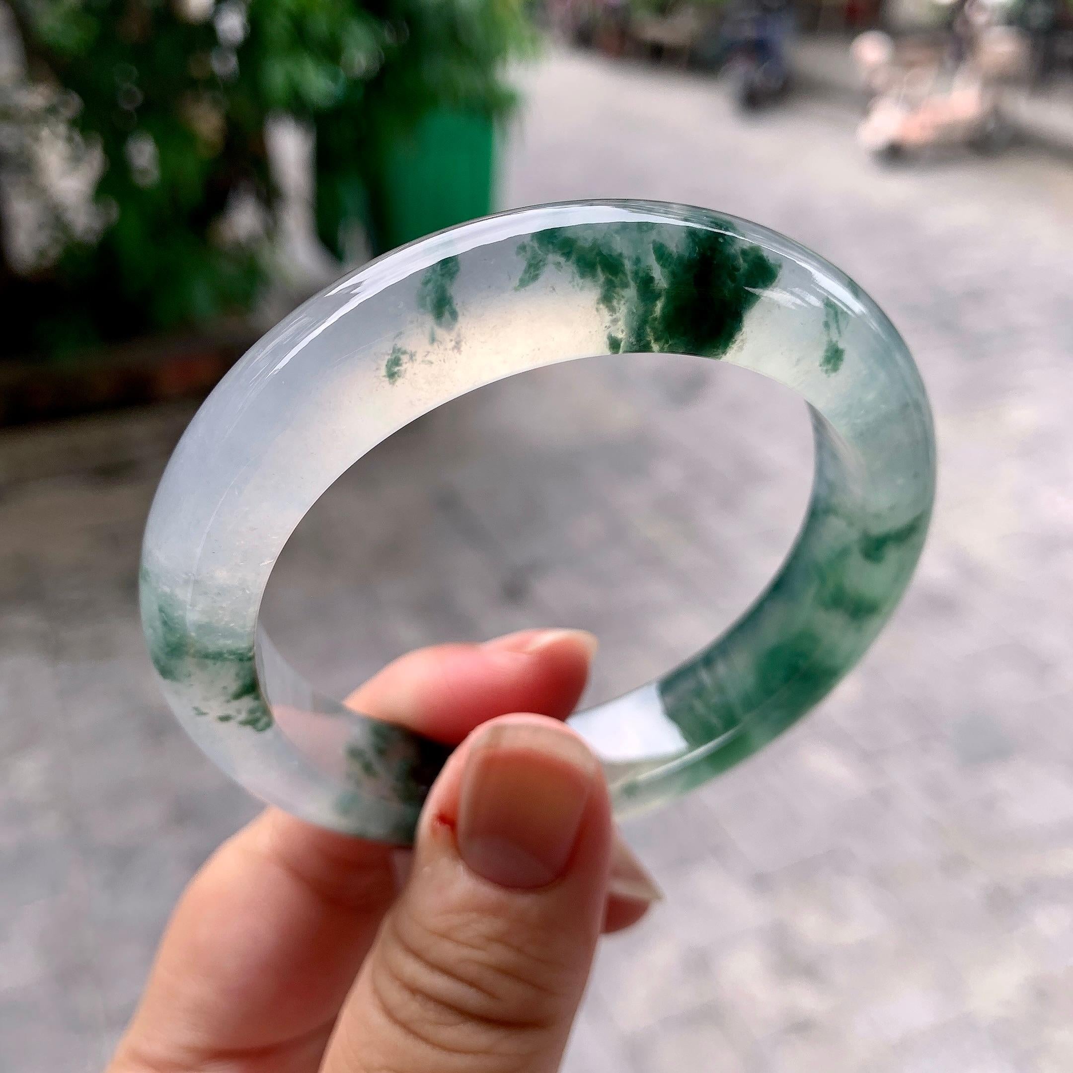 冰种飘花平安镯（56.3mm）（yc196528）