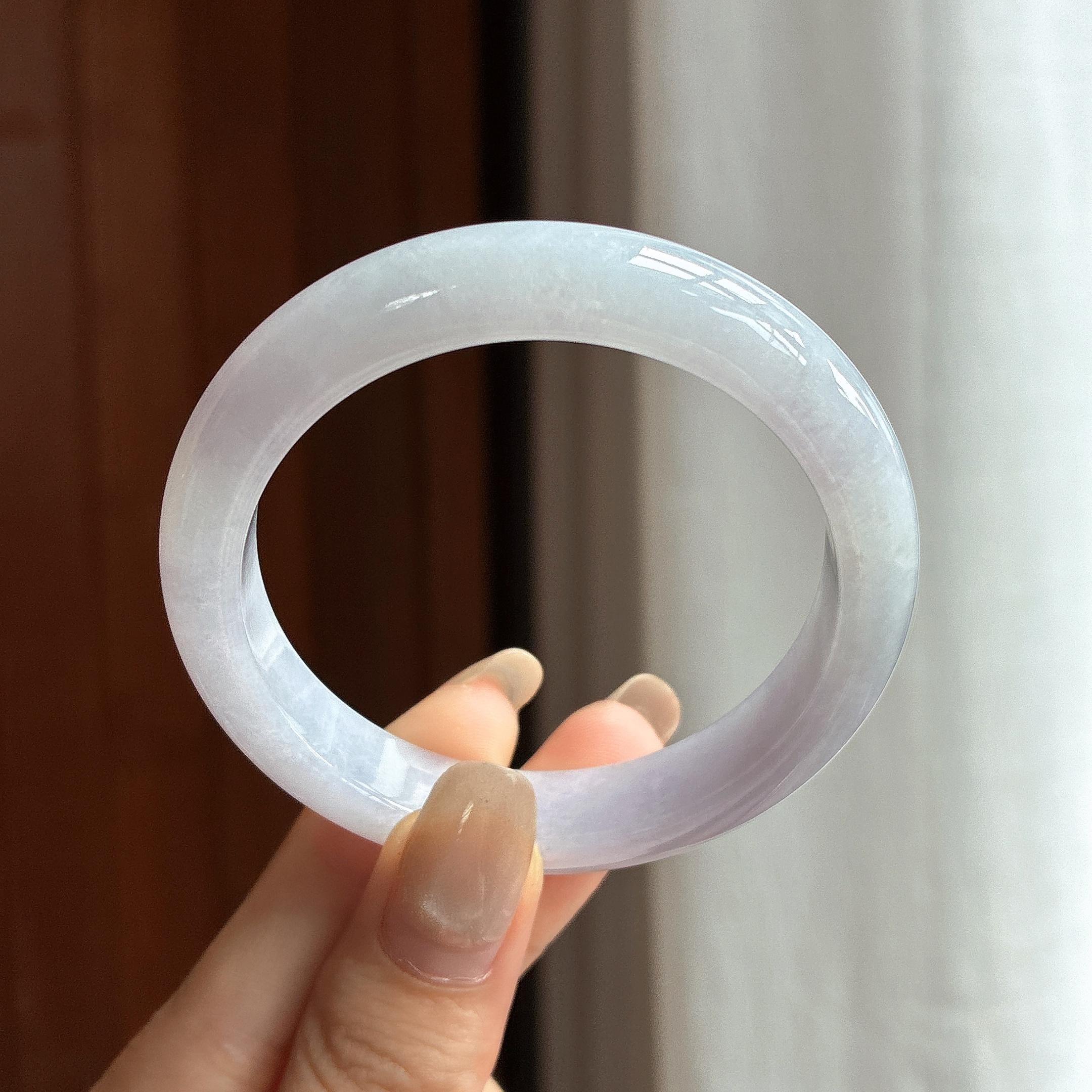 细糯种紫罗兰正圈平安镯 51圈 天然缅甸A货翡翠（yc460031）