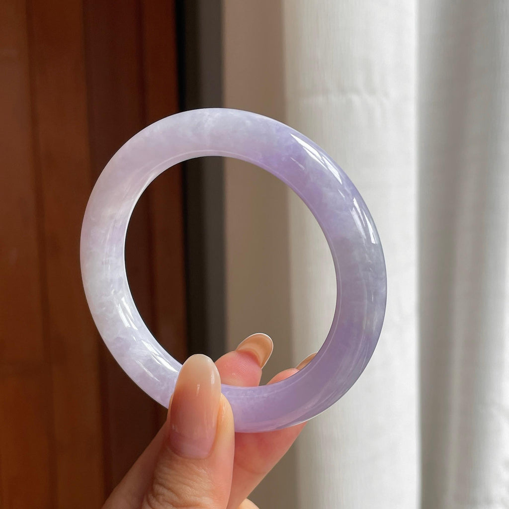 糯冰紫罗兰翡翠圆条手镯（53mm)（yc407456）