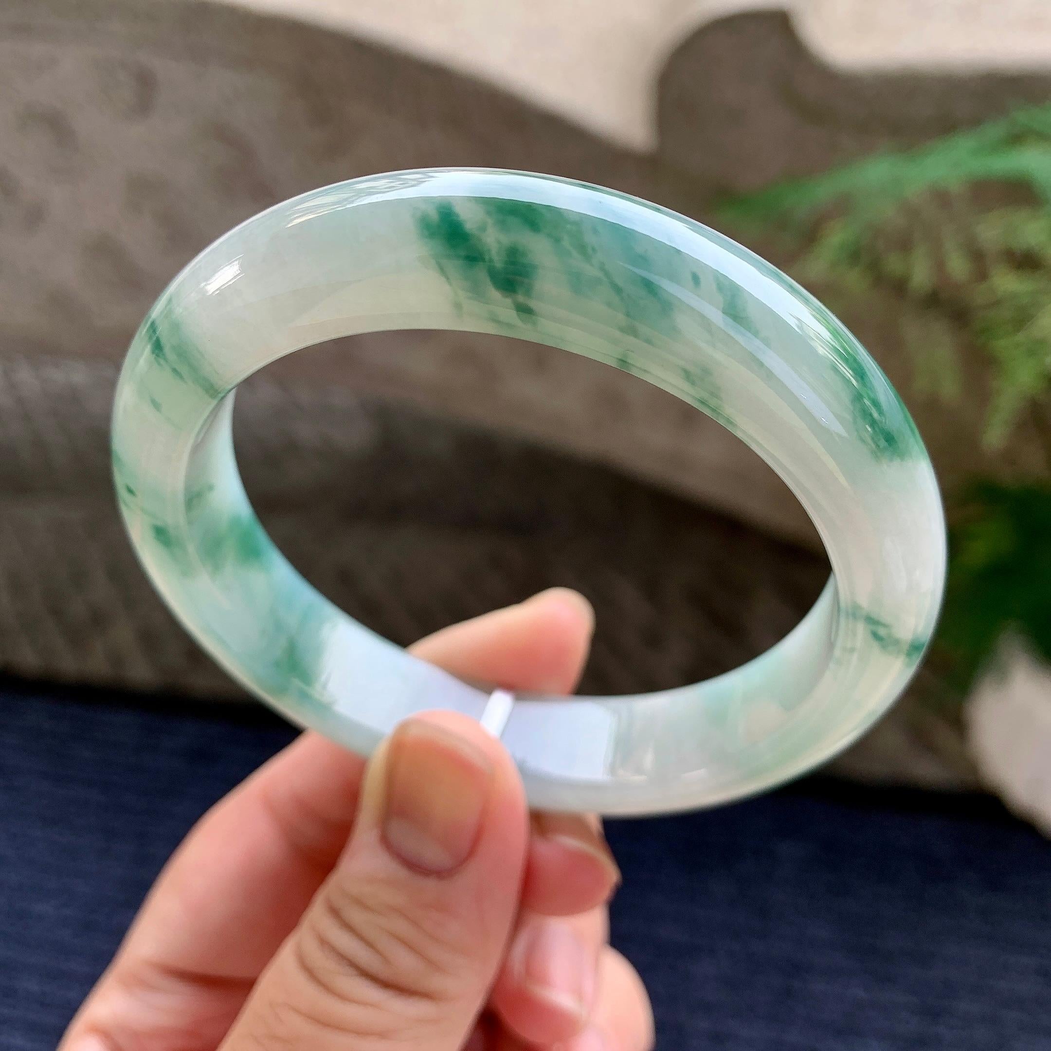 细糯种飘花平安镯（59.2mm）（yc233899）