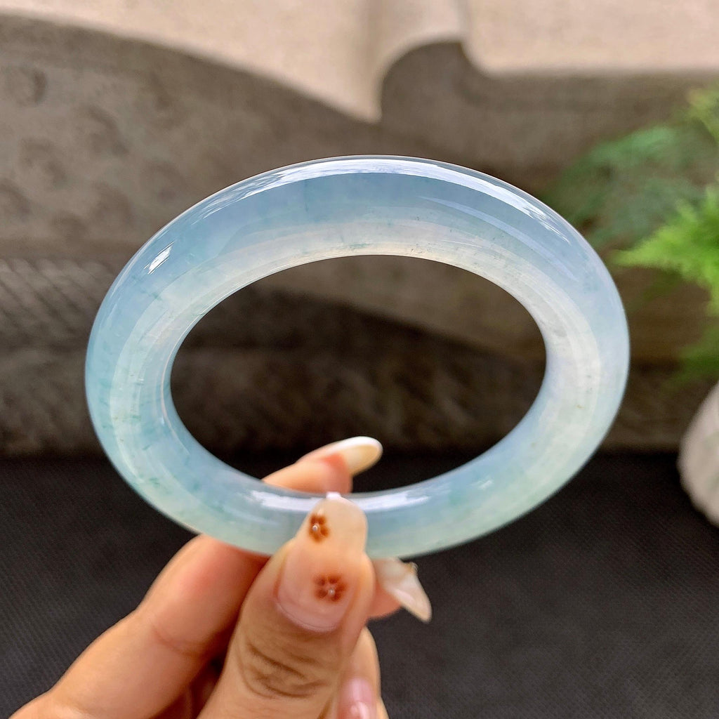 糯冰种飘花圆条手镯54.8mm（yc272773）
