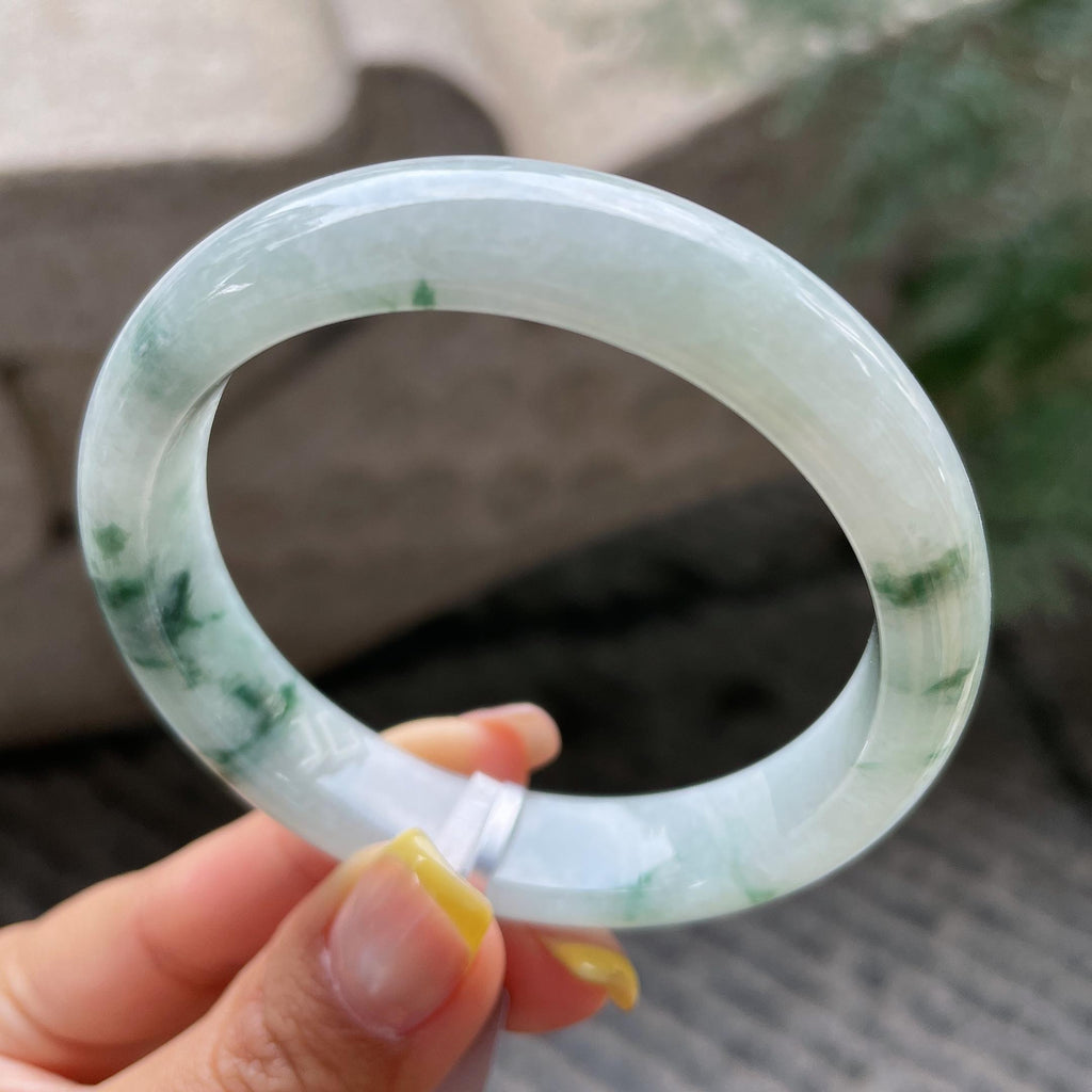 细糯种飘花正圈平安镯55.2圈     天然缅甸A货翡翠（yc366498）