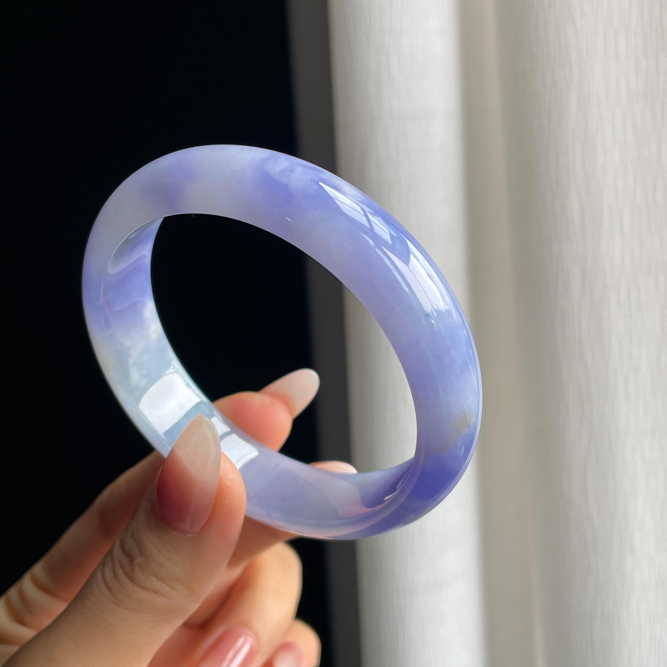 糯冰紫罗兰飘花翡翠平安镯（57.5mm）（yc294865）
