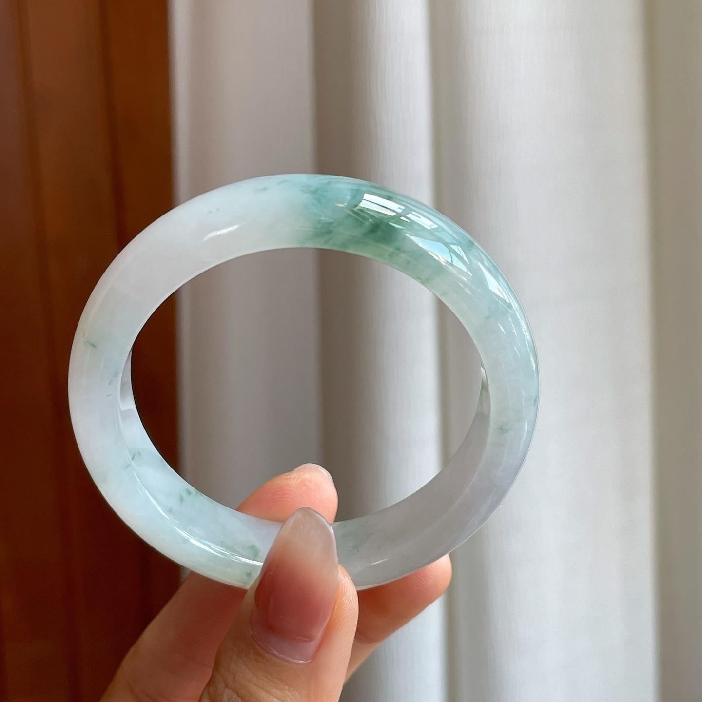 冰种飘花翡翠平安镯（52mm）（yc327166）