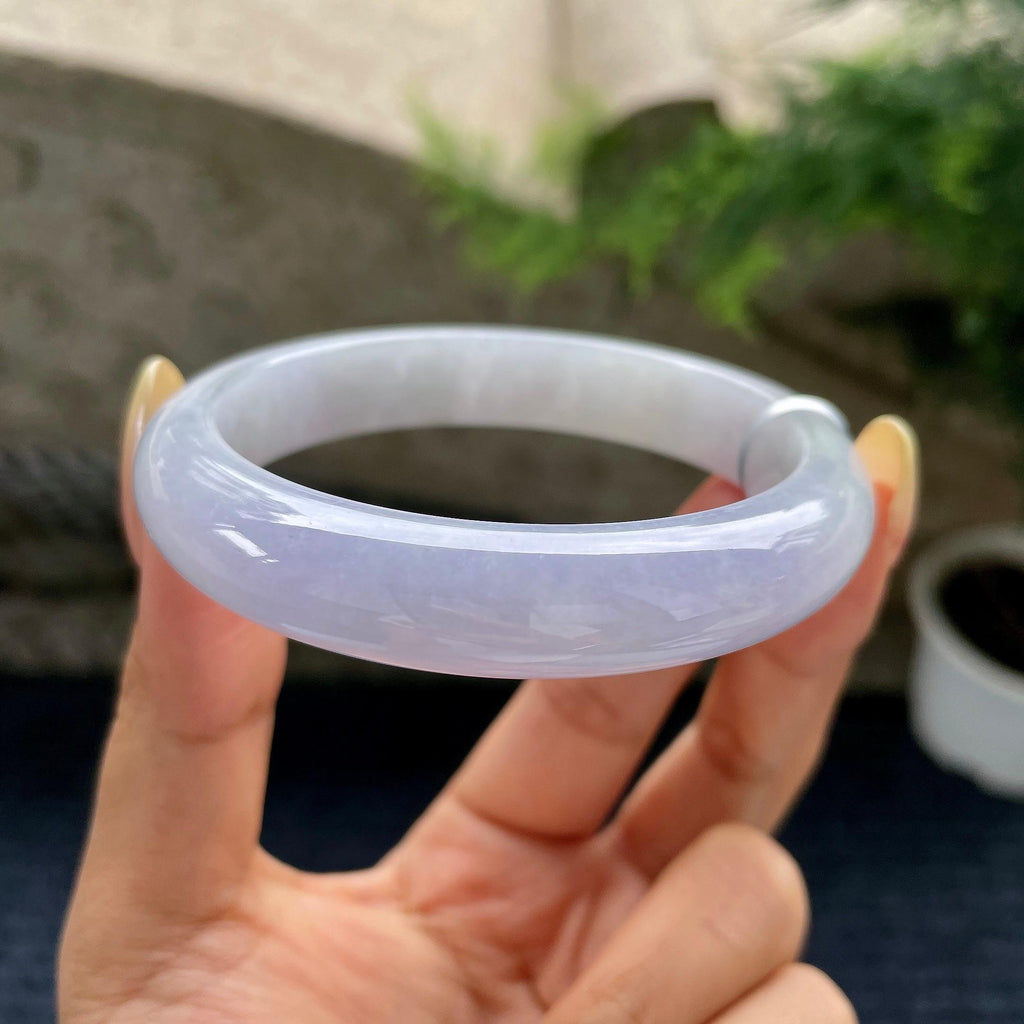 大圈口 细糯种淡紫罗兰正圈平安镯59.3圈 天然缅甸A货翡翠（yc489156）