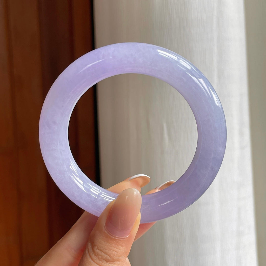 冰种紫罗兰翡翠胖圆条手镯（55mm)（yc414708）