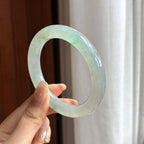 糯冰飘花圆条手镯 55圈 天然缅甸A货翡翠（yc460928）