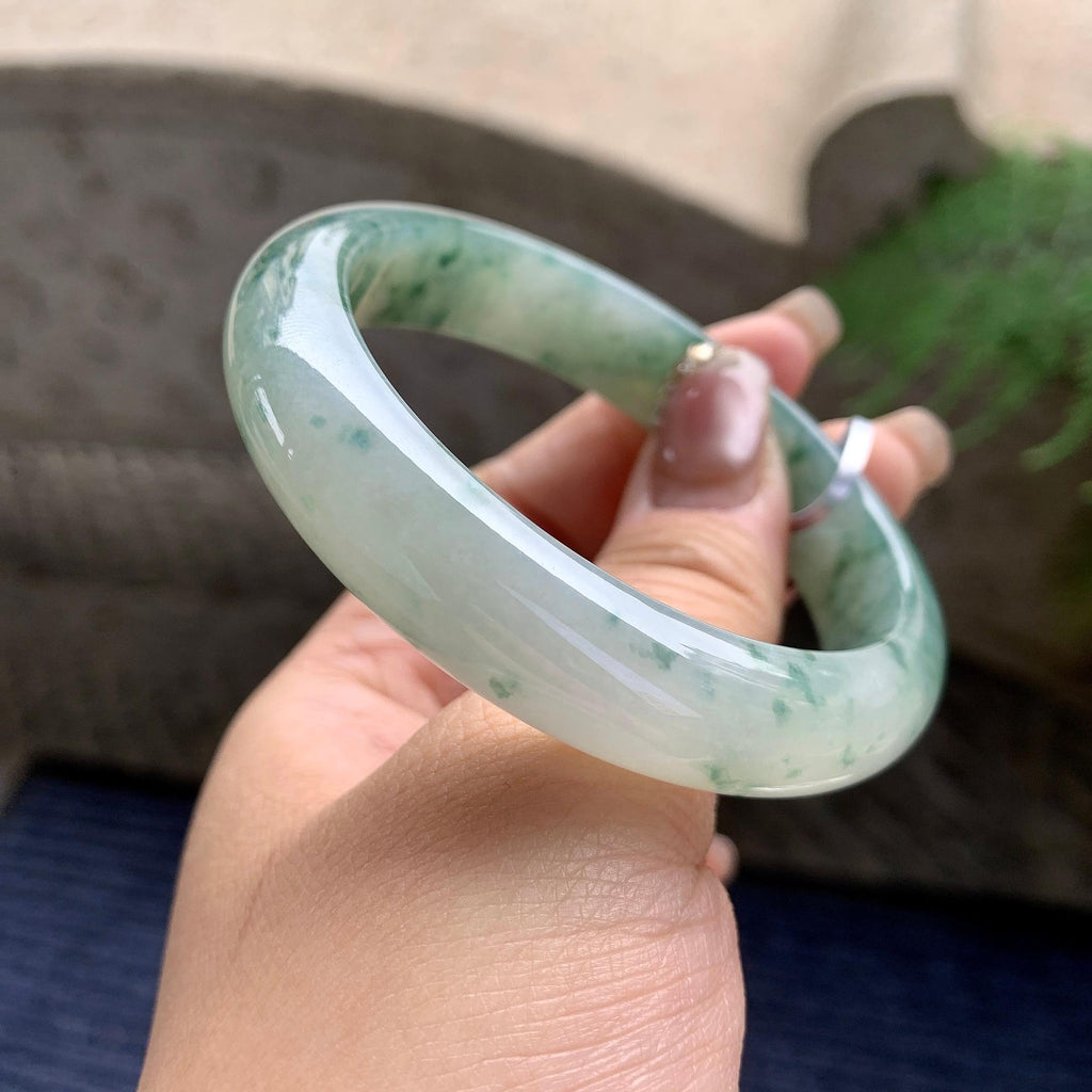 糯冰种飘花平安镯（56mm）（yc297968）