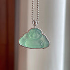 18k金镶冰种湖水绿翡翠佛公（yc257810）