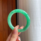 糯冰满绿翡翠圆条手镯（51.7mm)（yc370379）