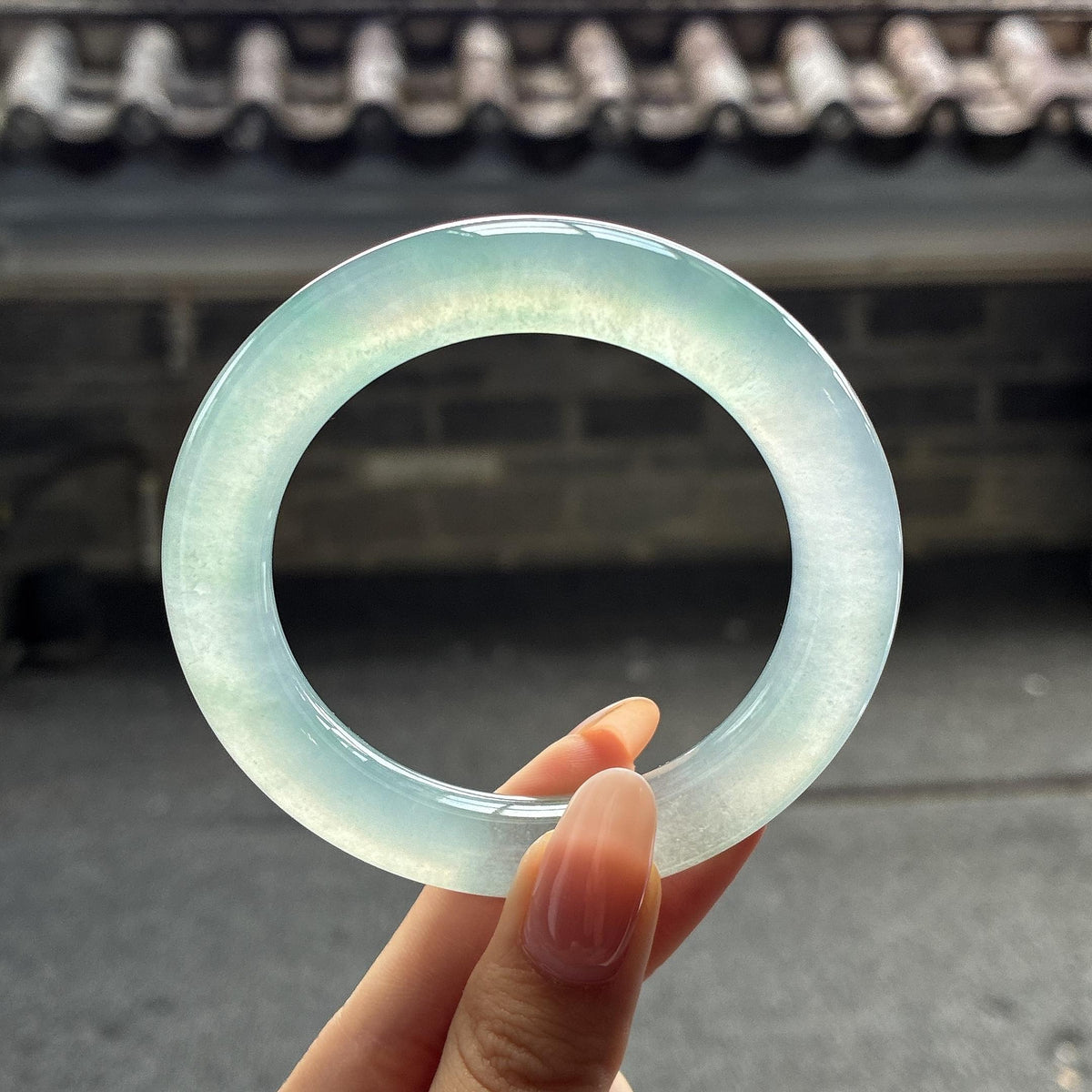 小圈口 冰种晴底圆条手镯 53圈（yc759441）