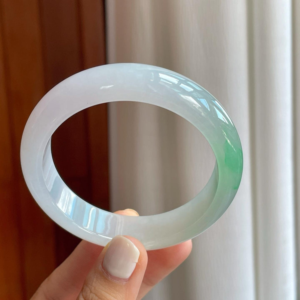 糯冰带色翡翠平安镯（58.8mm）（yc254961）