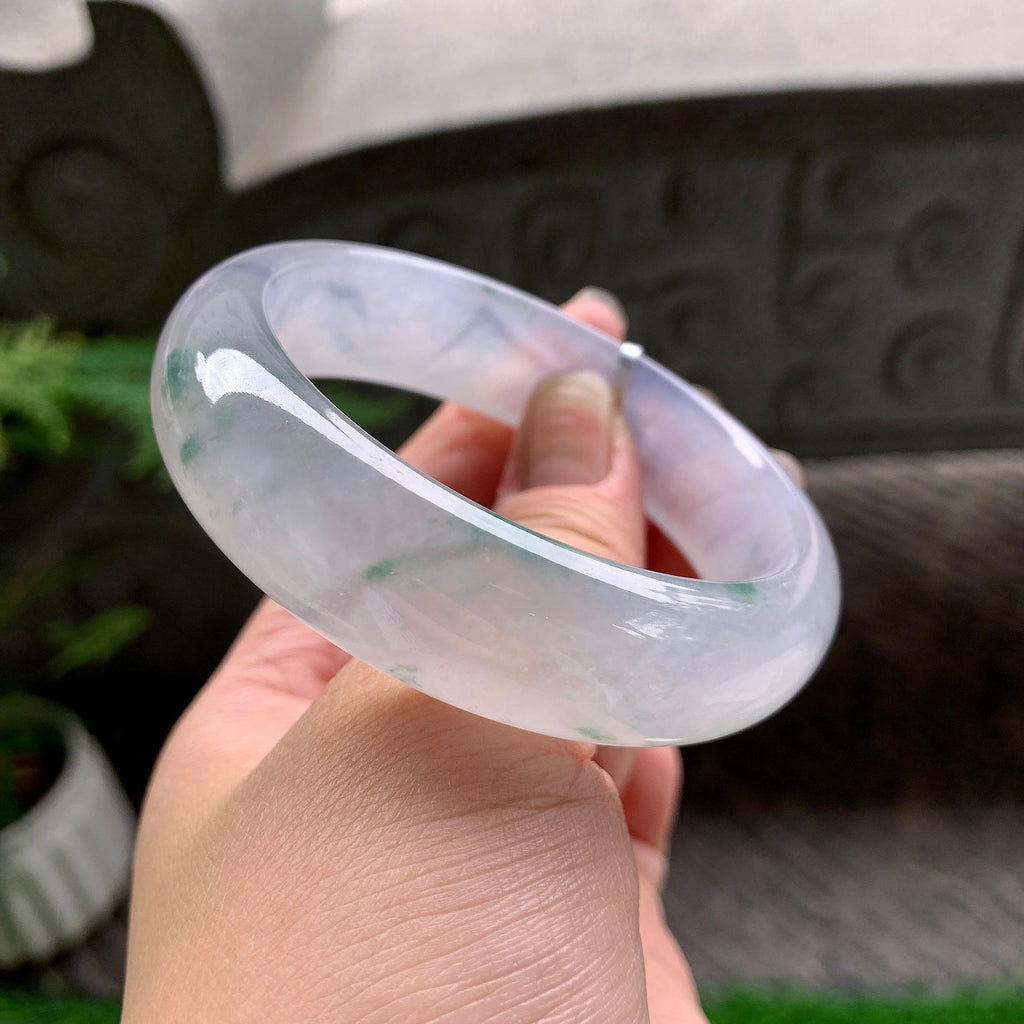 冰种飘花宽版轮胎手镯（58mm）（yc253072）