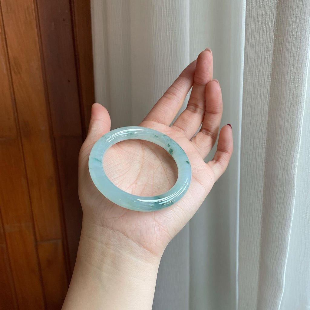糯冰飘花翡翠圆条手镯（51mm）（yc302155）