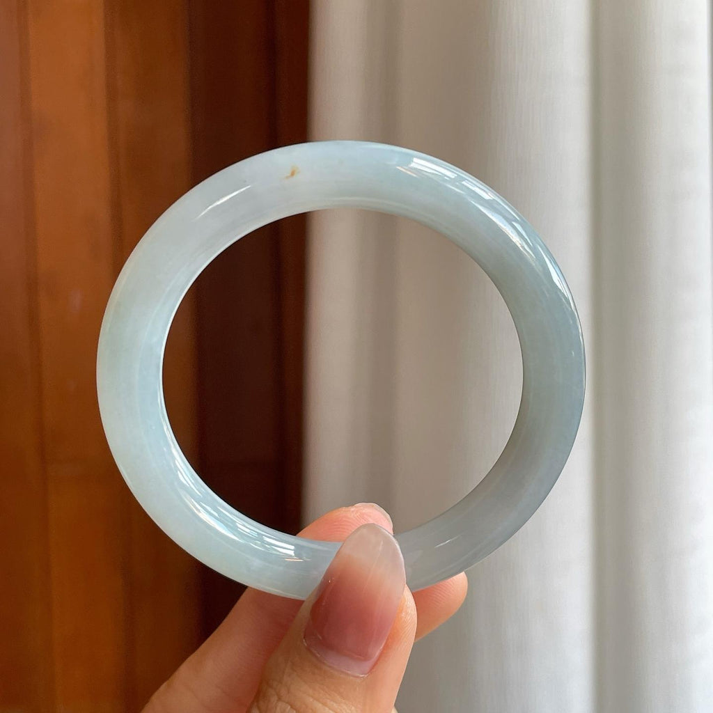 糯冰蓝底翡翠圆条手镯（51.8mm）（yc312899）