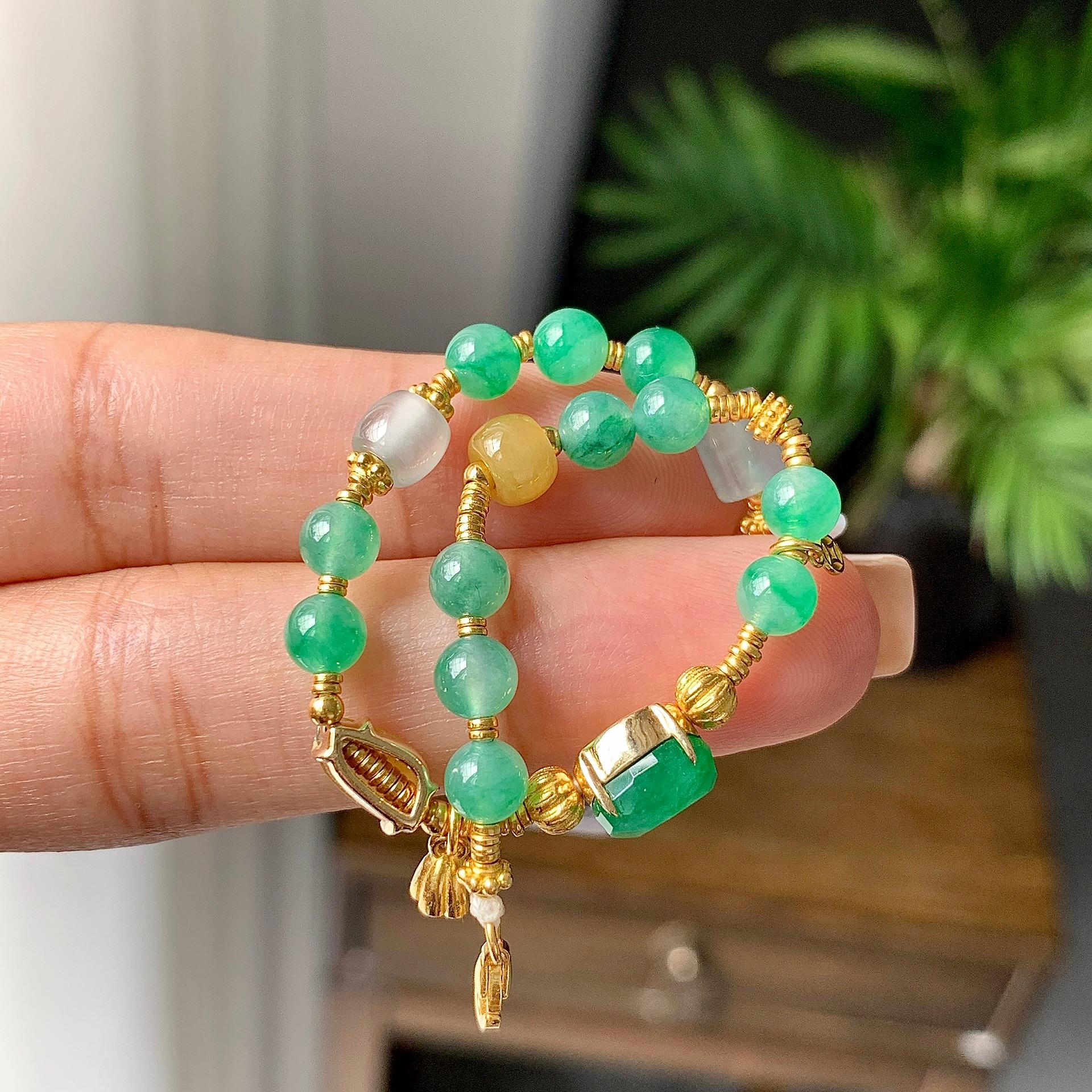 18k金糯冰种多彩手链（yc231061）