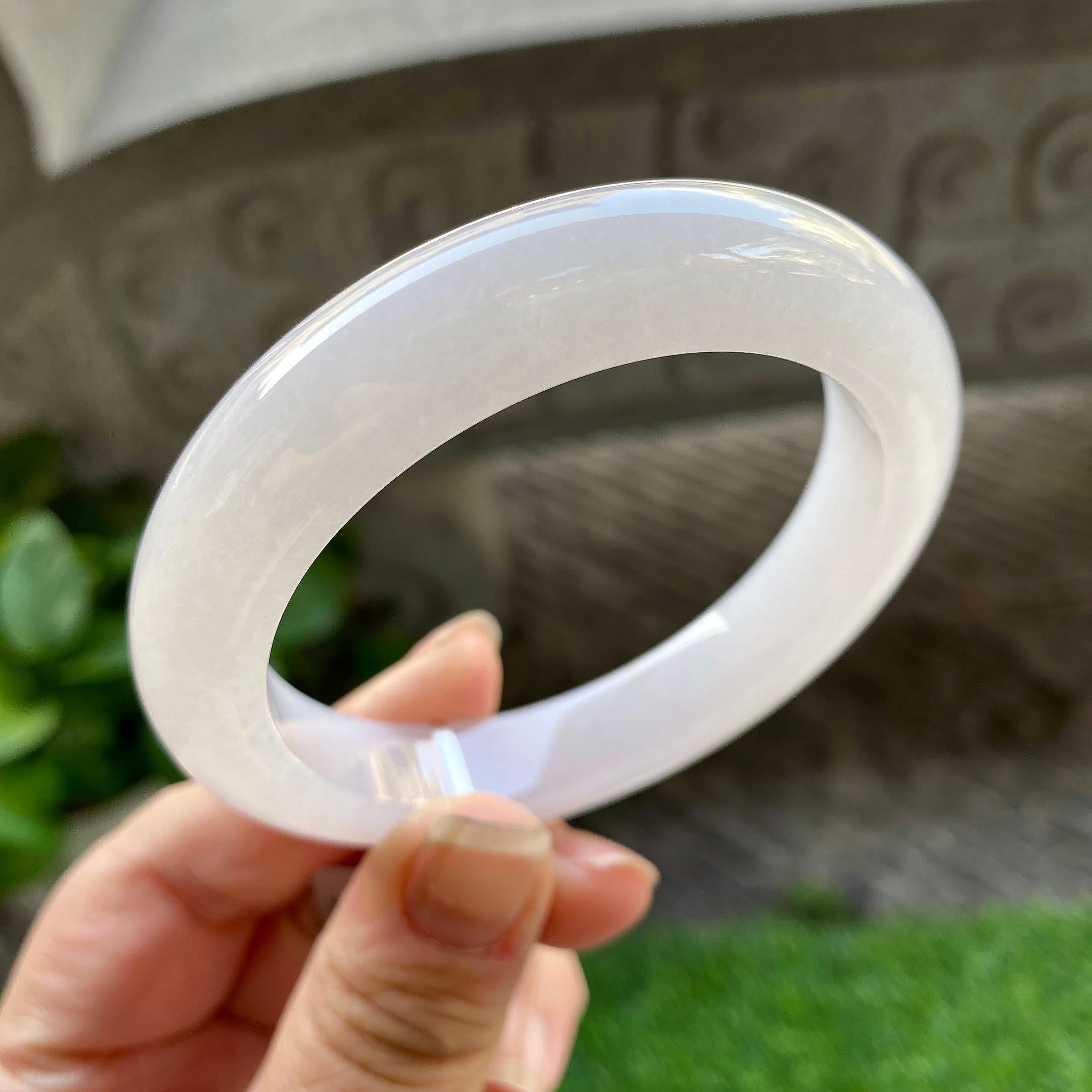 糯冰种洒金平安镯（55.7mm）（yc304772）