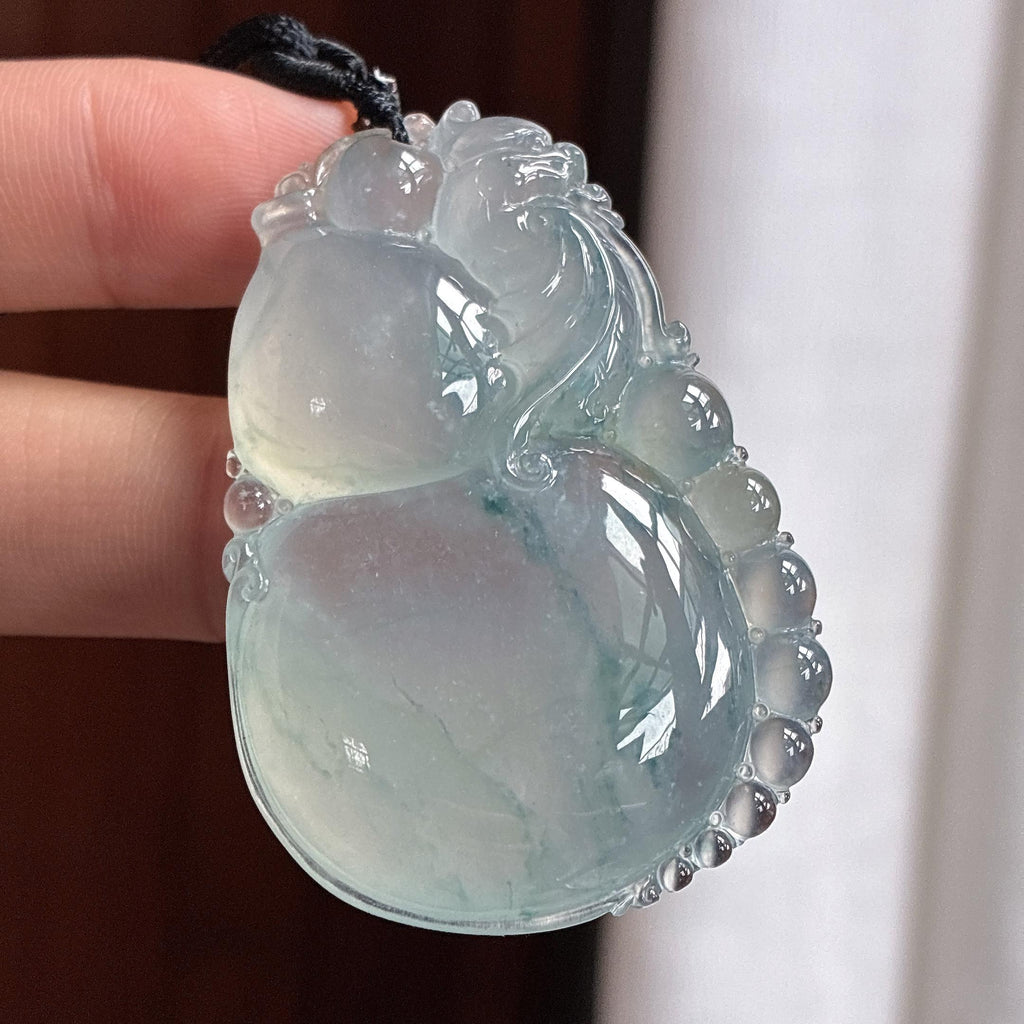 冰种飘花葫芦挂件 天然缅甸A货翡翠（yc465167）