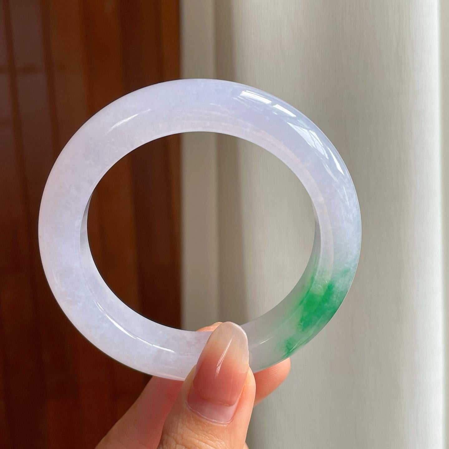 冰种淡紫罗兰飘翠翡翠平安镯（55mm）（yc344053）