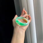 糯冰黄加绿翡翠平安镯（53mm）（yc294864）