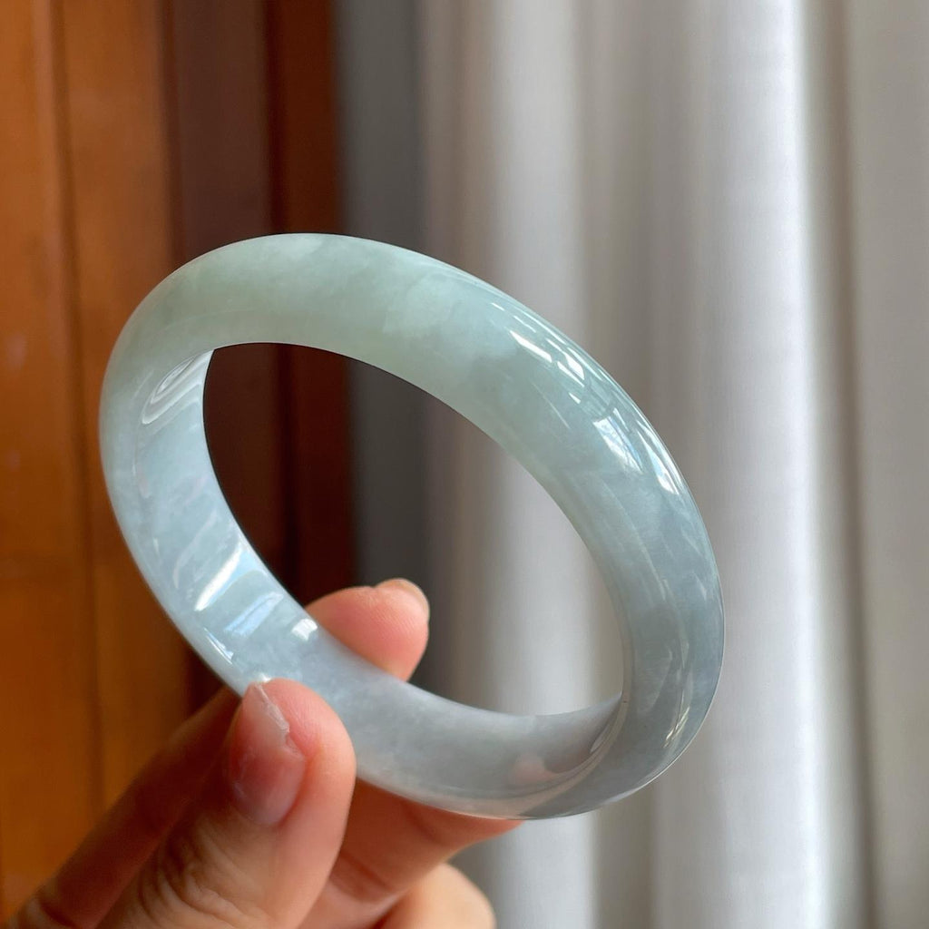 糯冰淡底色翡翠平安镯（57.5mm）（yc215242）